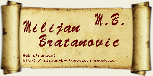 Milijan Bratanović vizit kartica
